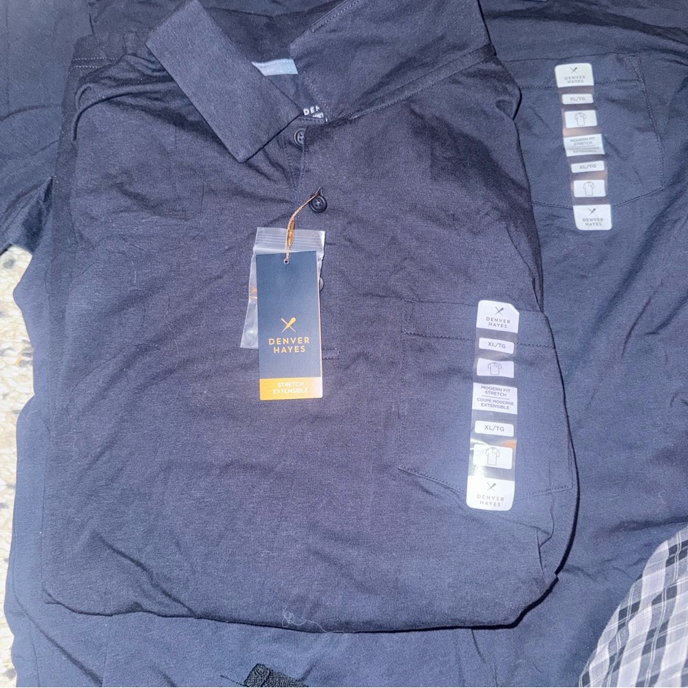 TWO Brand New Denver Hayes Men's Dark Blue Casual Shirt - Polo